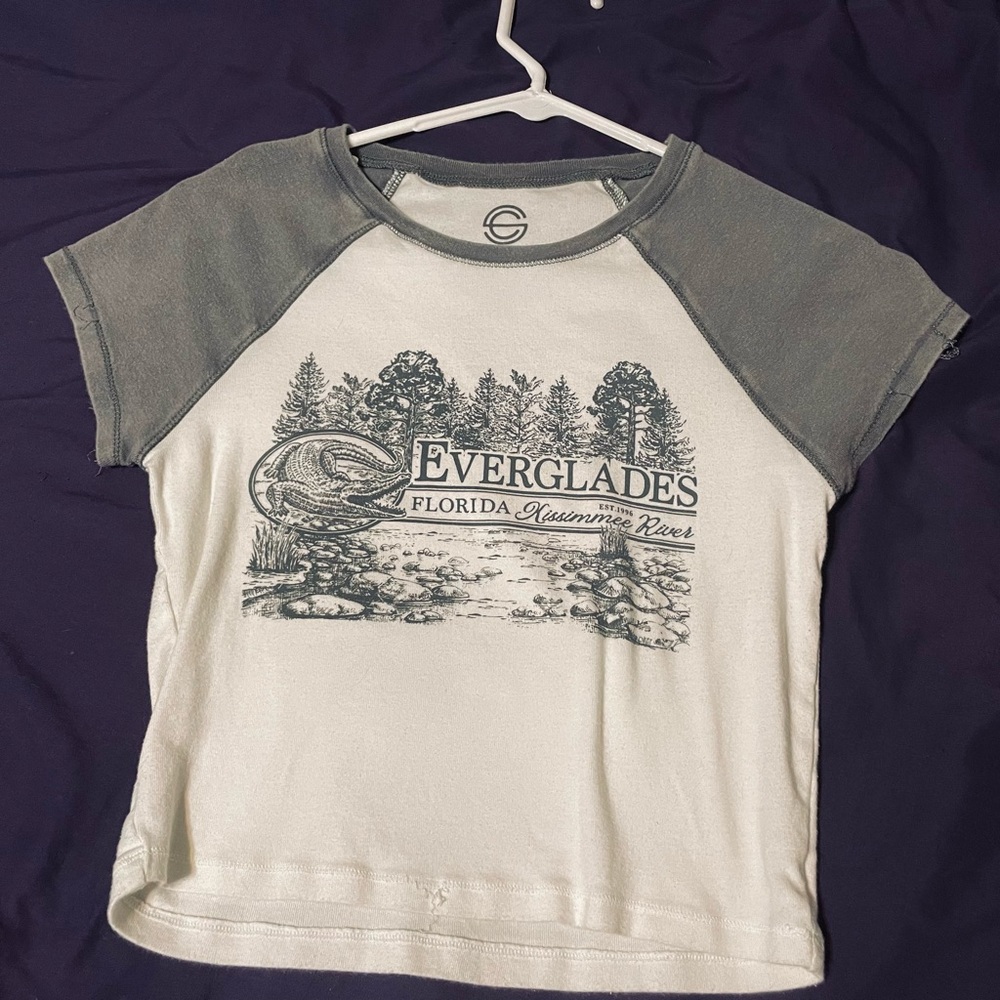 Everglades Graphic Crop Top - Gray and White